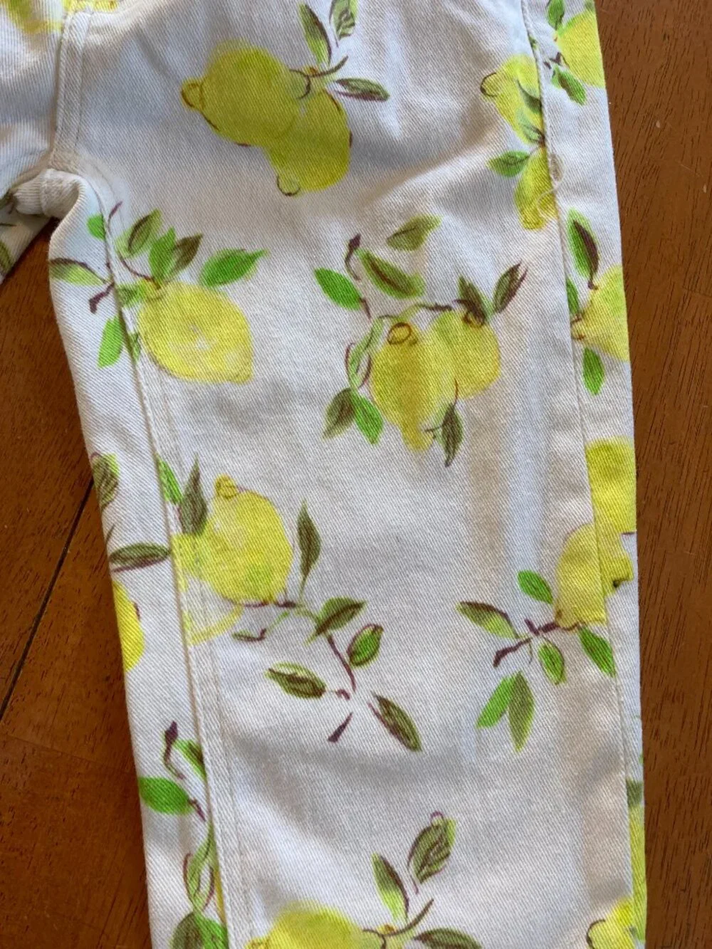 Kate Spade Broome Street Lemon Print Skinny Ankle Jeans Size 28 White Yellow